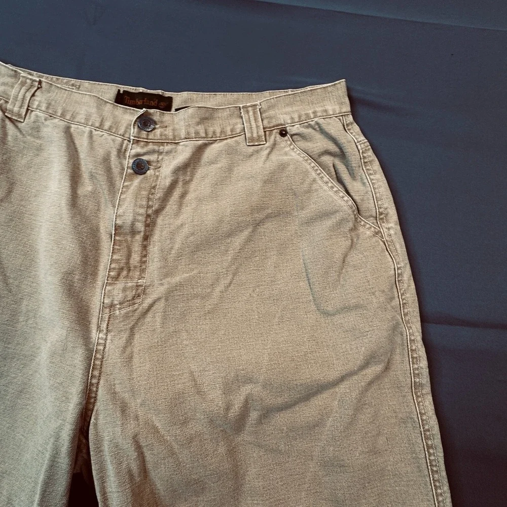 Timberland Mens‎ Canvas Carpenter Shorts Tan Khaki Cotton Relaxed Fit 36 Waist